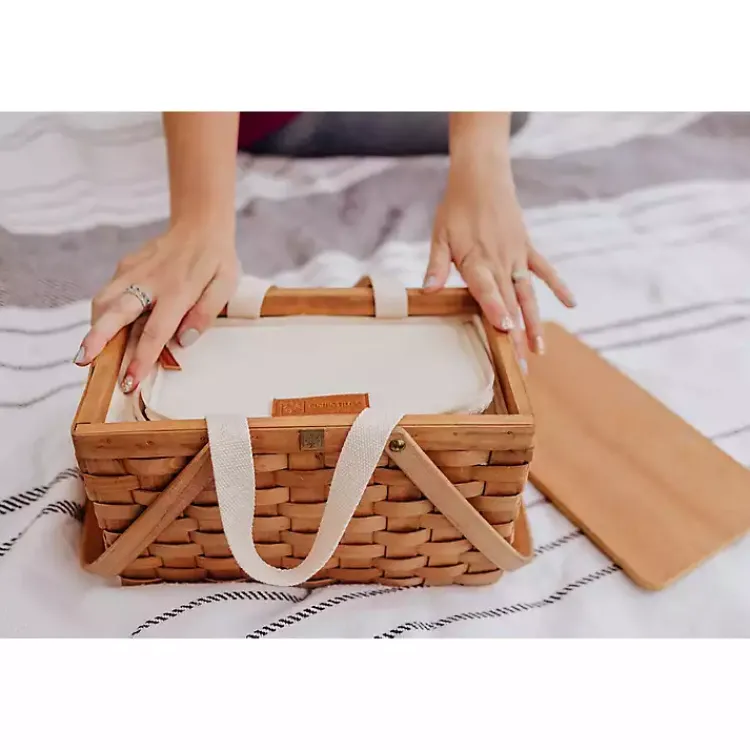 Kirklands Home Wicker Picnic Basket with Removable Cooler New