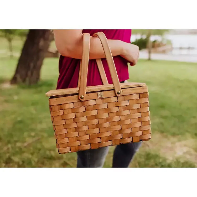 Kirklands Home Wicker Picnic Basket with Removable Cooler New
