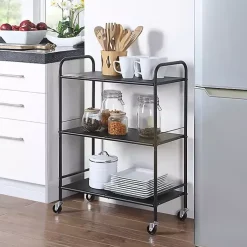 Kirklands Home Wide Metal 3-Tier Storage Cart Black Sale