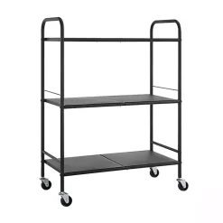 Kirklands Home Wide Metal 3-Tier Storage Cart Black Sale