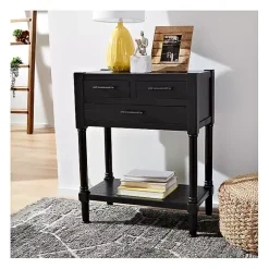 Kirklands Home Wilbert 3-Drawer Console Table Black Discount