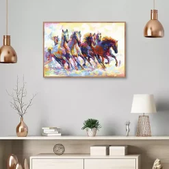Kirklands Home Wild Horses Running Framed Canvas Art Print Multi Outlet