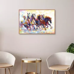 Kirklands Home Wild Horses Running Framed Canvas Art Print Multi Outlet