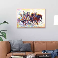 Kirklands Home Wild Horses Running Framed Canvas Art Print Multi Outlet