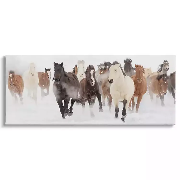 Kirklands Home Wild Winter Horses Canvas Art Print, 40x17 in. Outlet