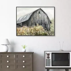 Kirklands Home Wildflower Barn Framed Canvas Art Print, 40x30 in. Gray Hot