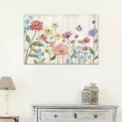 Kirklands Home Wildflower Flutter on Wood Canvas Art Print Multi Discount