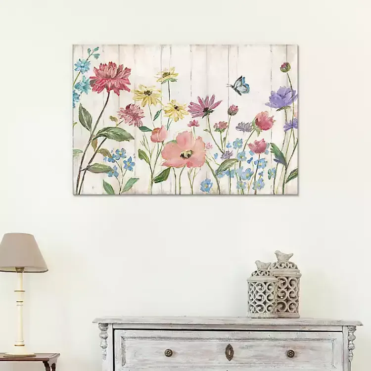 Kirklands Home Wildflower Flutter on Wood Canvas Art Print Multi Discount