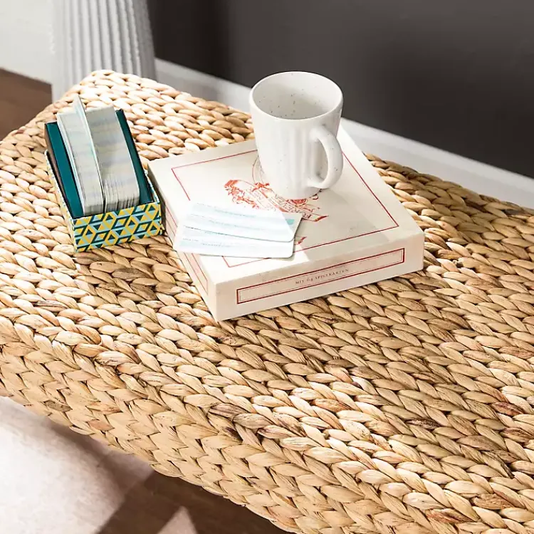 Kirklands Home Wiley Woven Hyacinth Bench with White Base Best