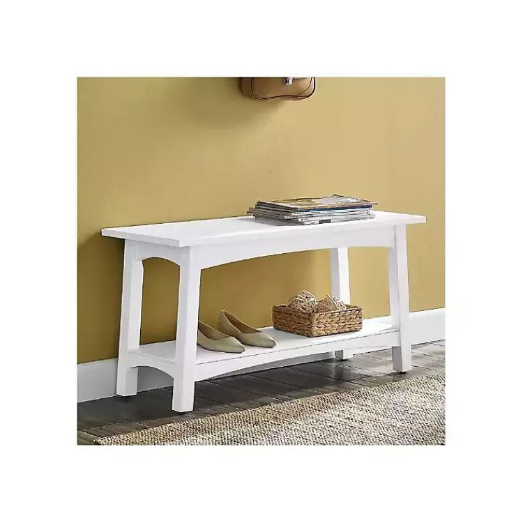 Kirklands Home Willis Wooden Lower Shelf Bench White Outlet