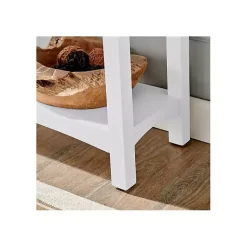 Kirklands Home Willis Wooden Lower Shelf Bench White Outlet