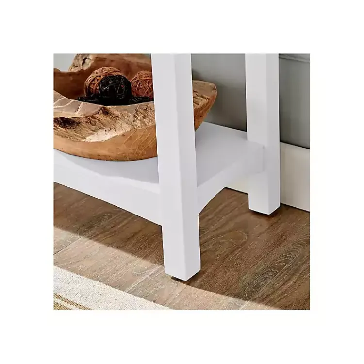 Kirklands Home Willis Wooden Lower Shelf Bench White Outlet
