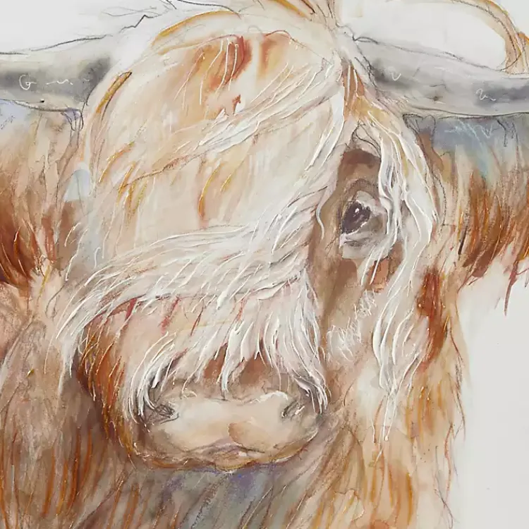 Kirklands Home Windswept Highland Bull Canvas Art Print New