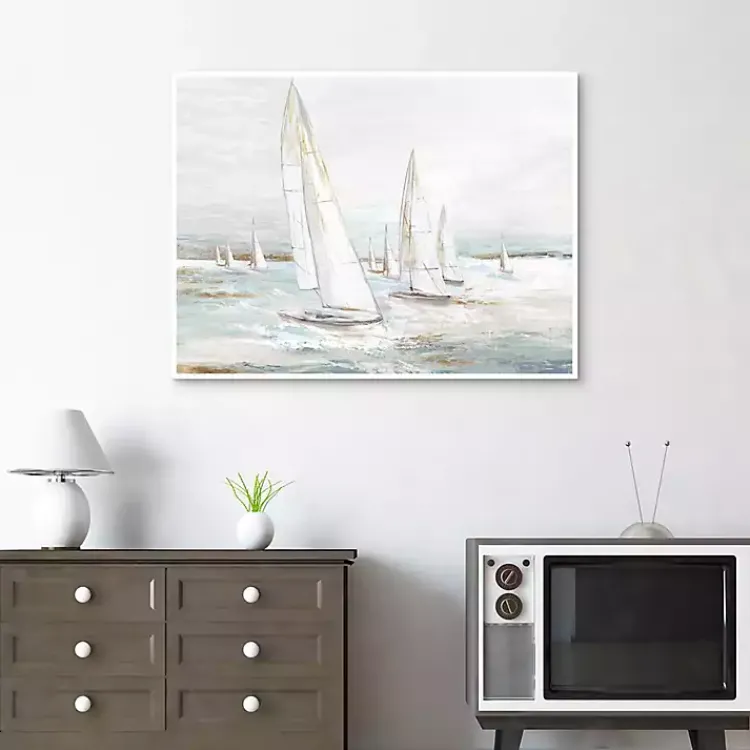 Kirklands Home Windswept Sails I Framed Canvas Art Print New