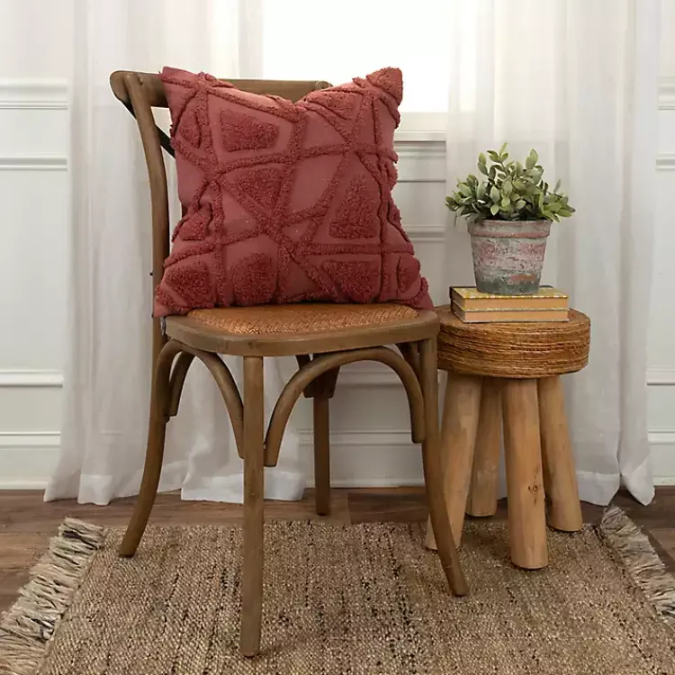 Pillows>Kirklands Home Wine Geo Tufted Throw Pillow Red
