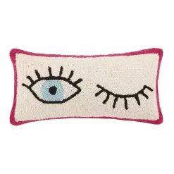 Pillows>Kirklands Home Wink Wink Hooked Lumbar Pillow White