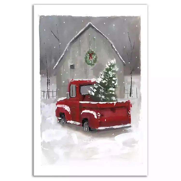 Christmas Art & Wall Decor>Kirklands Home Winter Barn and Truck Canvas Art Print