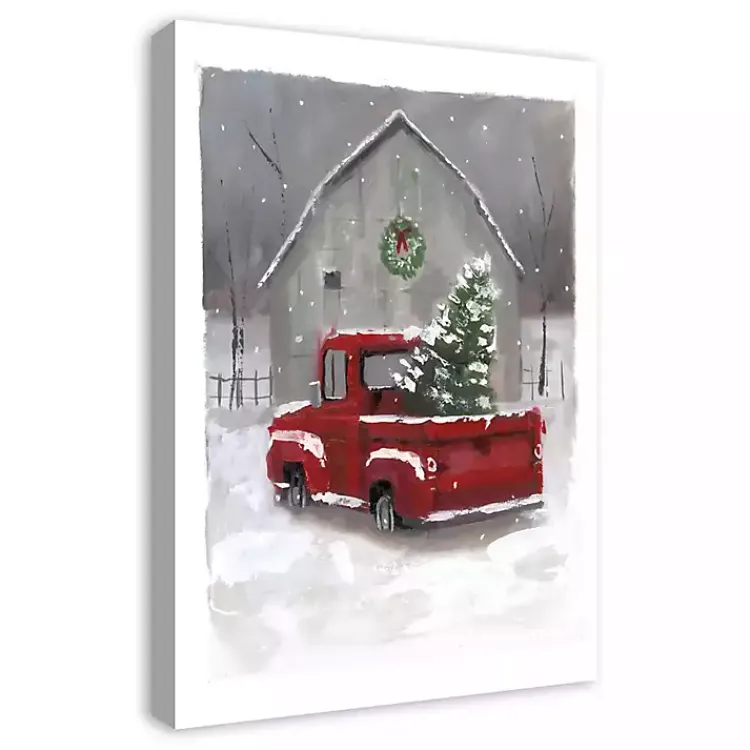 Christmas Art & Wall Decor>Kirklands Home Winter Barn and Truck Canvas Art Print
