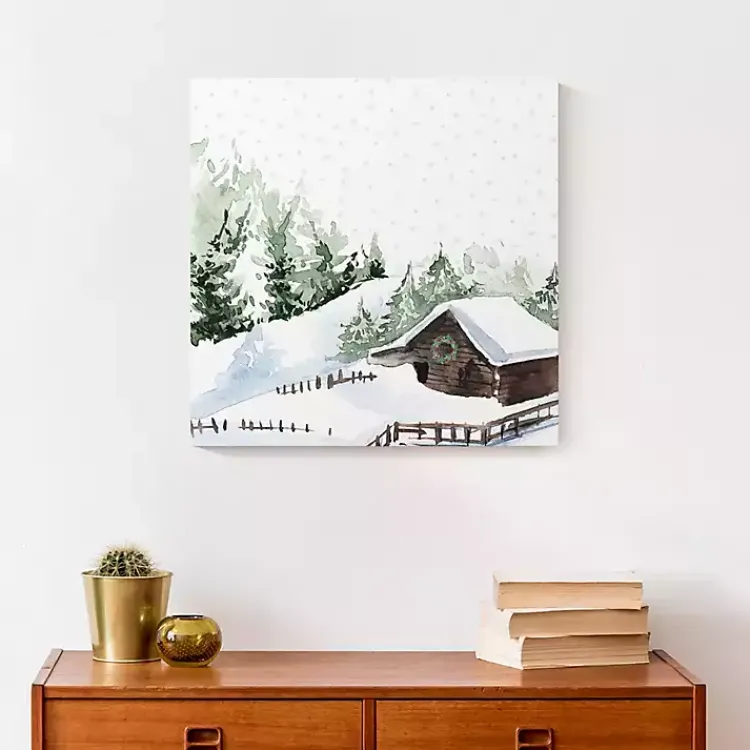 Christmas Art & Wall Decor>Kirklands Home Winter Cabin Canvas Art Print