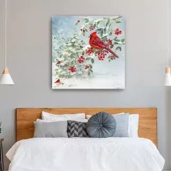 Christmas Art & Wall Decor>Kirklands Home Winter Cardinal Canvas Art Print