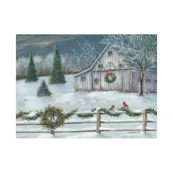 Christmas Art & Wall Decor>Kirklands Home Winter Christmas Barn Canvas Art Print, 32x24 in.