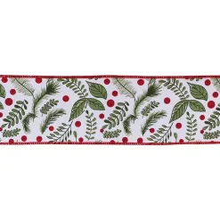 Christmas Decorations>Kirklands Home Winter Foliage 10 yard Christmas Ribbon