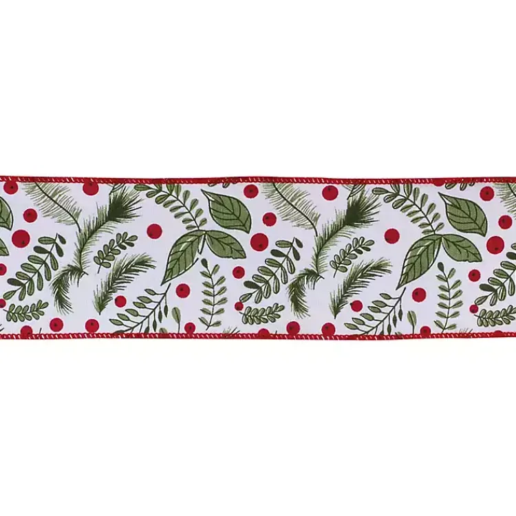 Christmas Decorations>Kirklands Home Winter Foliage 10 yard Christmas Ribbon