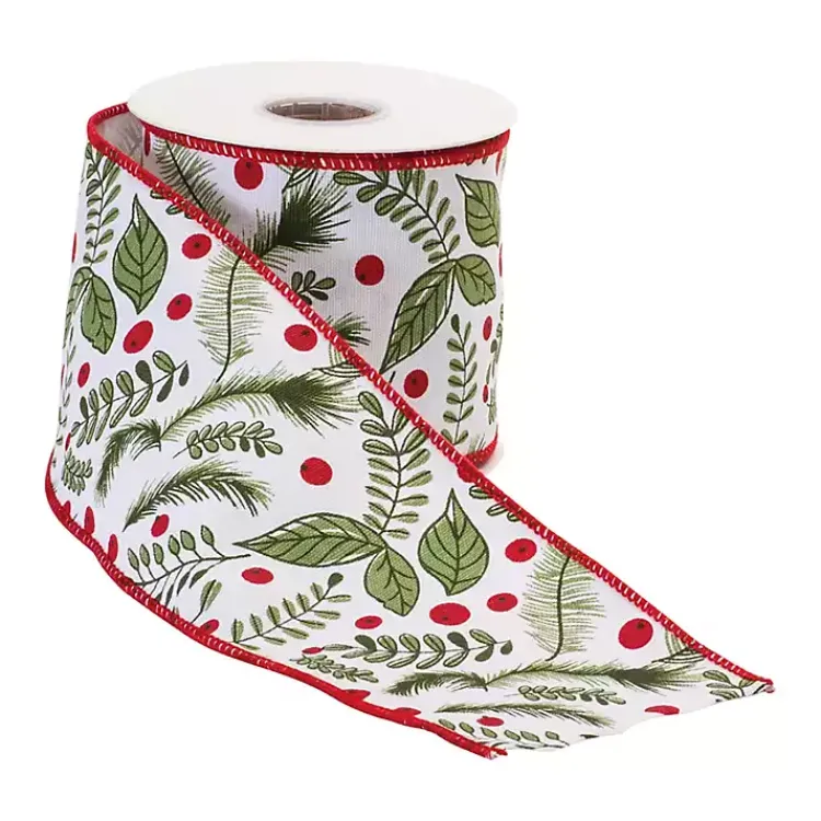 Christmas Decorations>Kirklands Home Winter Foliage 10 yard Christmas Ribbon