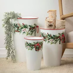 Christmas Decorations>Kirklands Home Winter Foliage Metal Vases, Set of 3