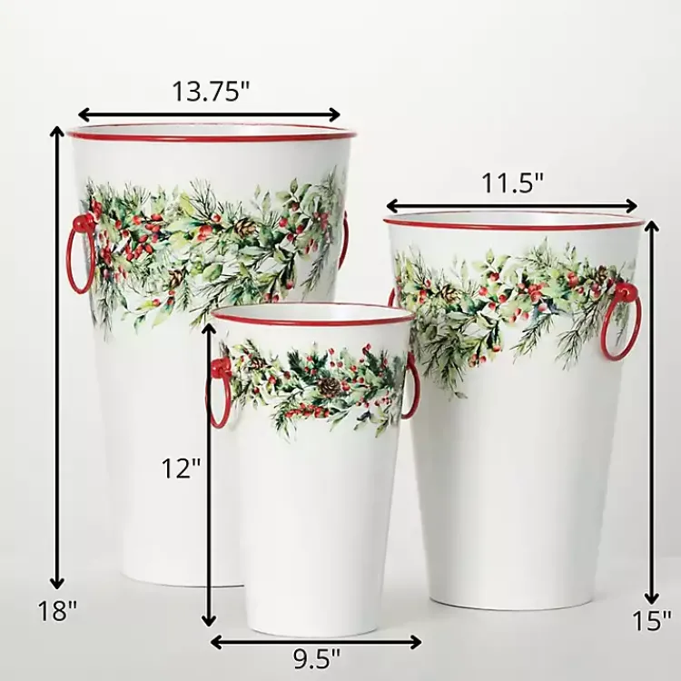 Christmas Decorations>Kirklands Home Winter Foliage Metal Vases, Set of 3