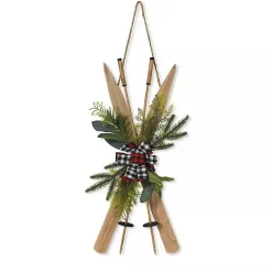 Christmas Art & Wall Decor>Kirklands Home Winter Greenery Ski Wall Plaque