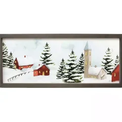 Christmas Art & Wall Decor>Kirklands Home Winter Houses Framed Art Print White