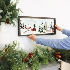 Christmas Art & Wall Decor>Kirklands Home Winter Houses Framed Art Print White