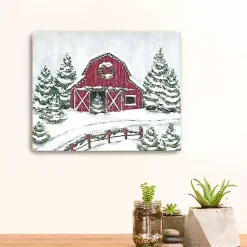Christmas Art & Wall Decor>Kirklands Home Winter Barn Canvas Christmas Art Print Red