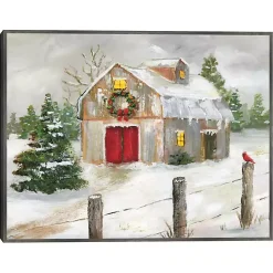 Christmas Decorations>Kirklands Home Winter Red Door Barn Framed Art Print Multi