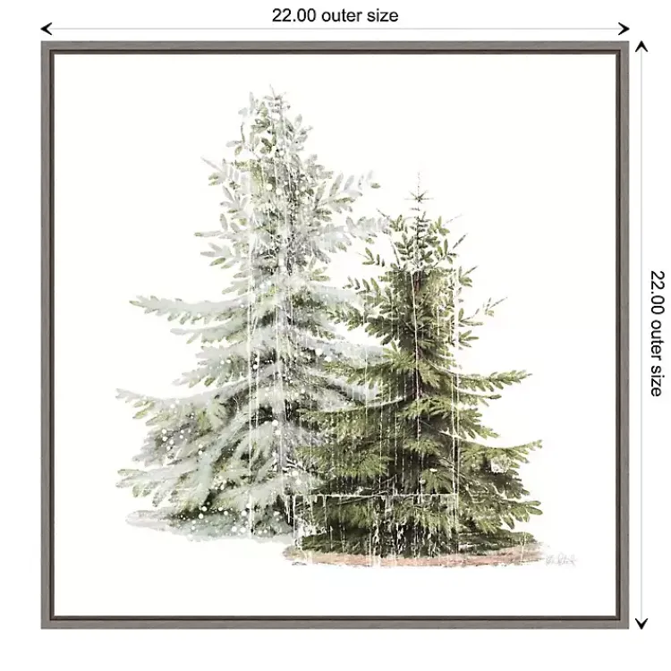 Christmas Art & Wall Decor>Kirklands Home Winter Trees Gray Framed Canvas Art Print Green