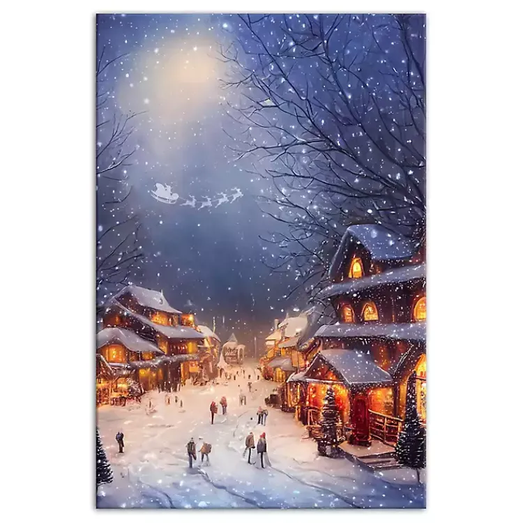 Christmas Art & Wall Decor>Kirklands Home Winter Village at Night Canvas Art Print