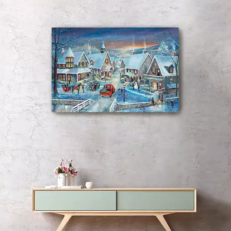 Christmas Art & Wall Decor>Kirklands Home Winter Village Christmas Giclee Canvas Art Print Multi