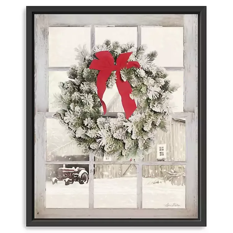 Christmas Art & Wall Decor>Kirklands Home Winter Window View Framed Canvas Art Print, 26x34