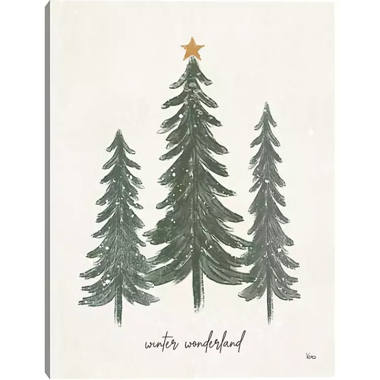 Christmas Art & Wall Decor>Kirklands Home Winter Wonderland Christmas Trees Wall Art Print Green