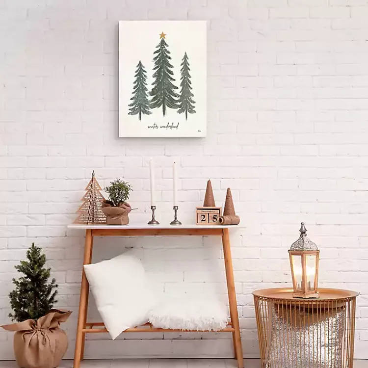 Christmas Art & Wall Decor>Kirklands Home Winter Wonderland Christmas Trees Wall Art Print Green