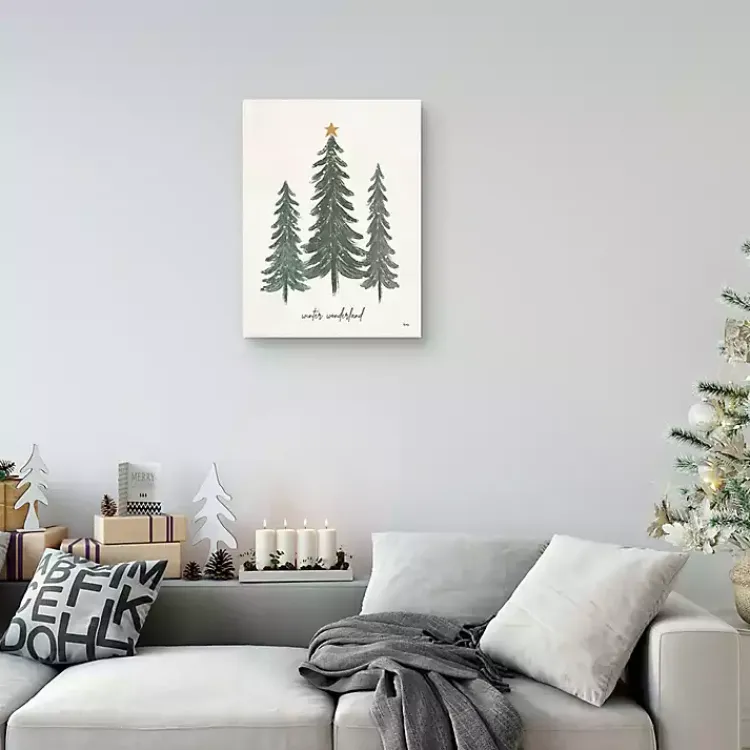 Christmas Art & Wall Decor>Kirklands Home Winter Wonderland Christmas Trees Wall Art Print Green