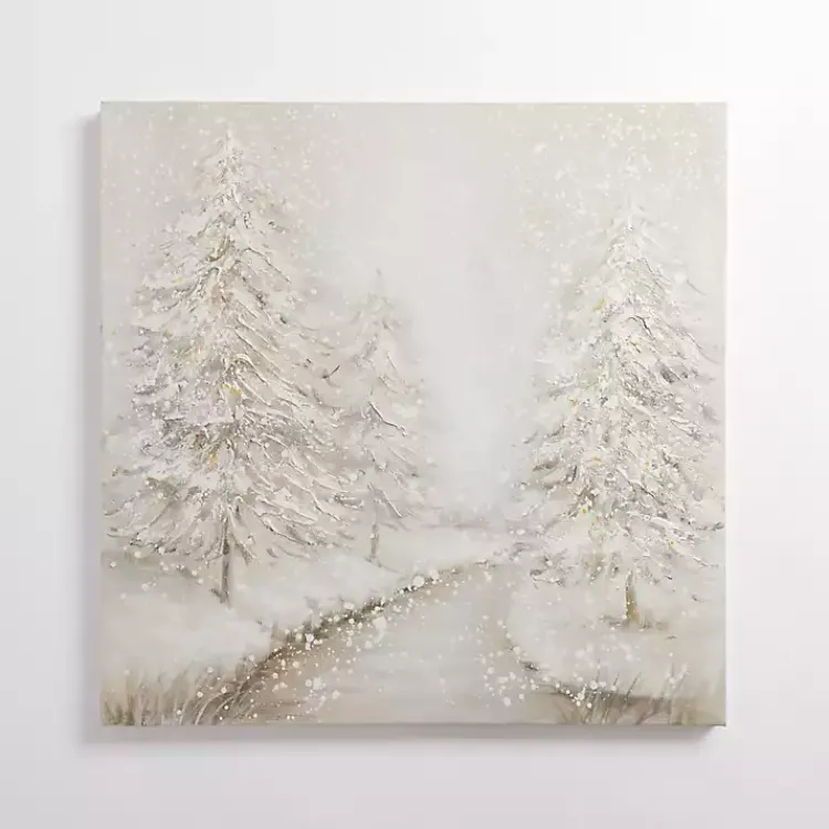 Christmas Art & Wall Decor>Kirklands Home Winter Wonderland Forest Canvas Art Print White