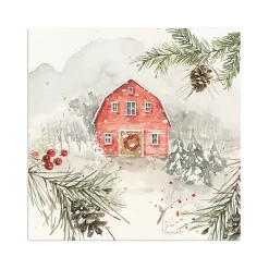Christmas Art & Wall Decor>Kirklands Home Wintery Pineberry Barn Canvas Art Print