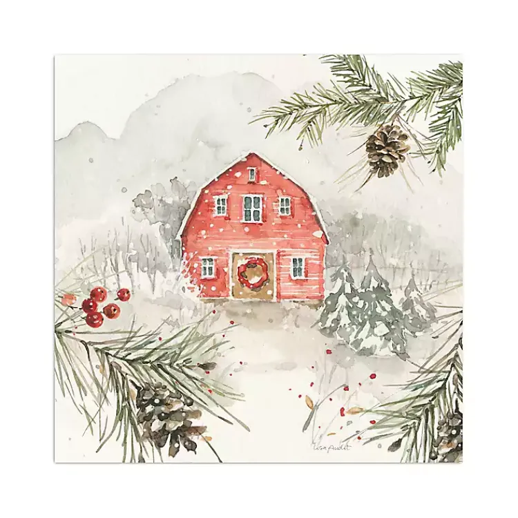 Christmas Art & Wall Decor>Kirklands Home Wintery Pineberry Barn Canvas Art Print