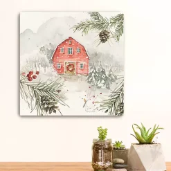 Christmas Art & Wall Decor>Kirklands Home Wintery Pineberry Barn Canvas Art Print