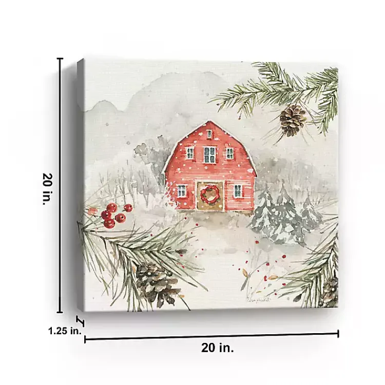 Christmas Art & Wall Decor>Kirklands Home Wintery Pineberry Barn Canvas Art Print