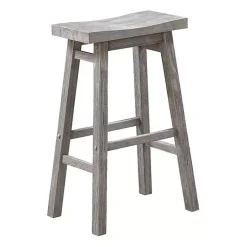 Kirklands Home Wire Brushed Saddle Wood Bar Stool Gray Clearance