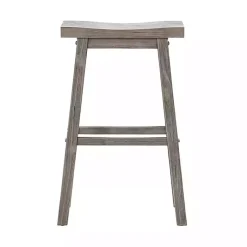 Kirklands Home Wire Brushed Saddle Wood Bar Stool Gray Clearance