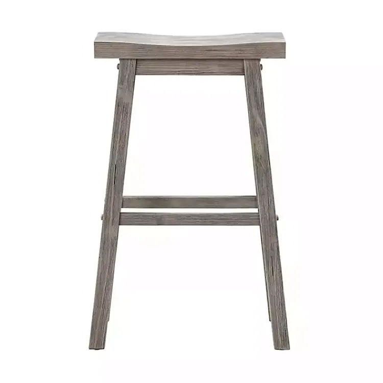 Kirklands Home Wire Brushed Saddle Wood Bar Stool Gray Clearance